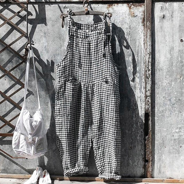 AK | Volně padnoucí vintage pruhovaný overal
