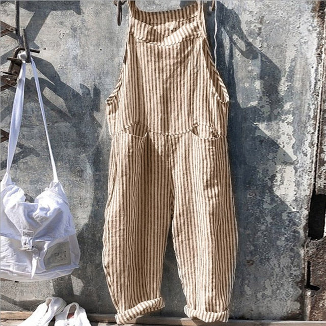 AK | Volně padnoucí vintage pruhovaný overal