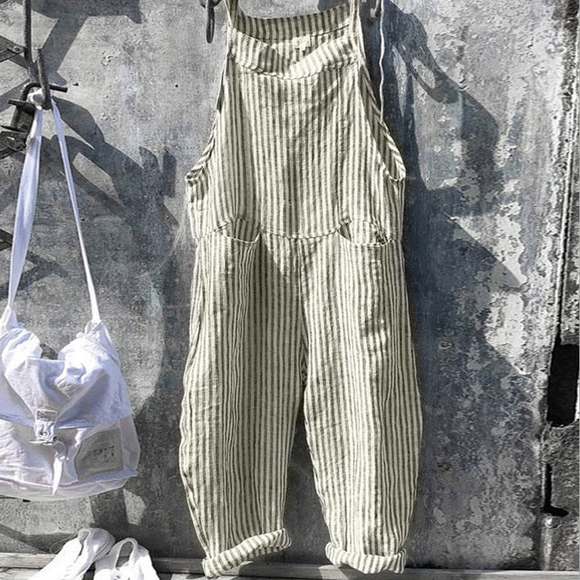 AK | Volně padnoucí vintage pruhovaný overal