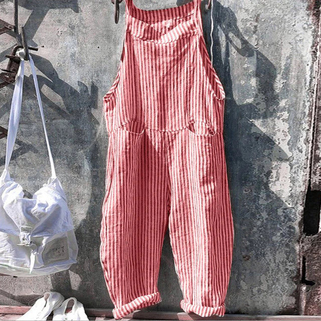 AK | Volně padnoucí vintage pruhovaný overal