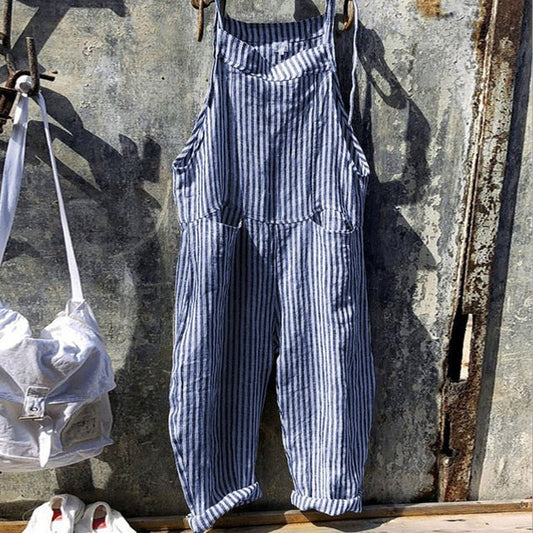 AK | Volně padnoucí vintage pruhovaný overal